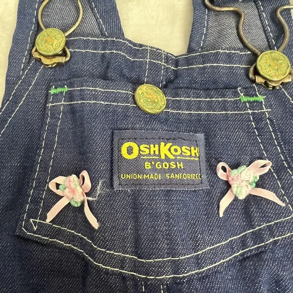 VTG‎ Oshkosh Overalls Toddler Girl 18M-2T? Union Made USA Sanforized Vestbak
